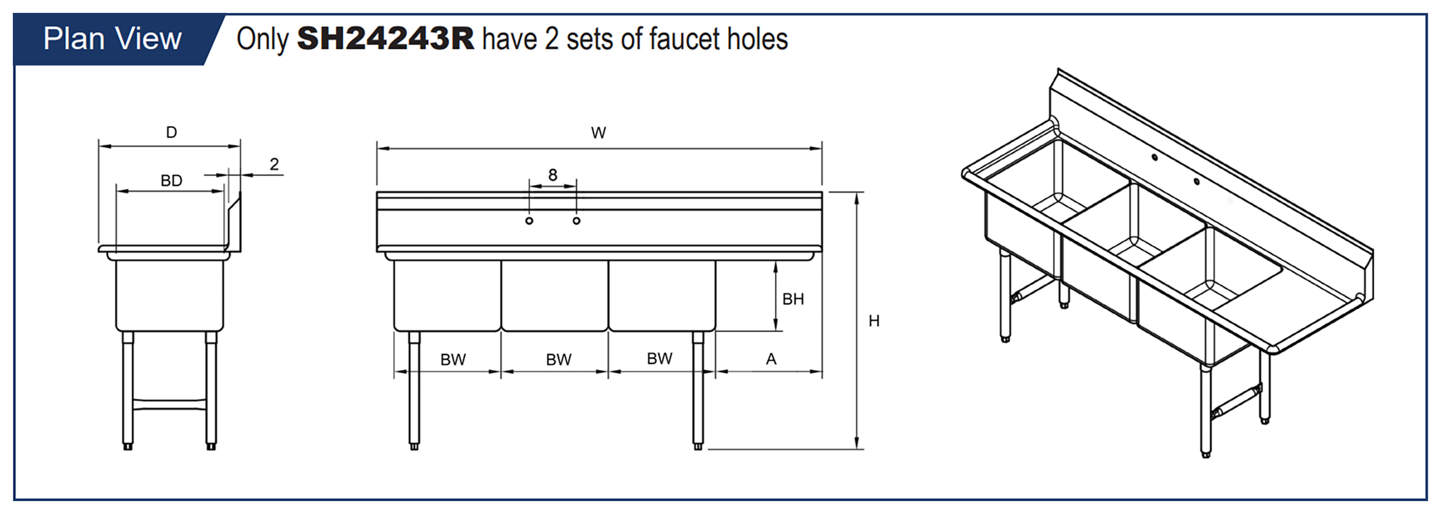 8 Wall Mount Commercial Duty Faucet Gsw